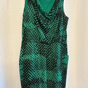 Cleo Green and Black Patterned Midi Dress